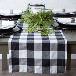 New 72" x 14" Cotton Buffalo Check Table Runner Black/White/Grey